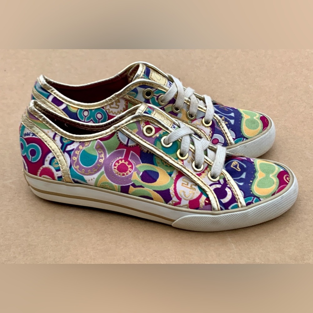 Women's 5.5 B Multi Colored Canvas COACH DEE 1941 Sneakers - Picture 11 of 16